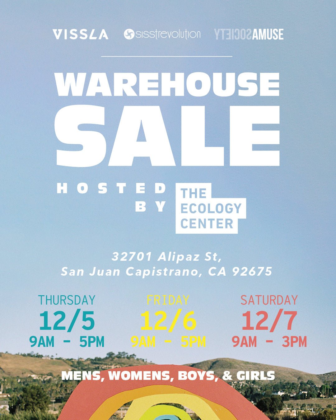 Save The Date! Warehouse Sale at The Ecology Center in San Juan Capistrano, CA - Stoke Outlets