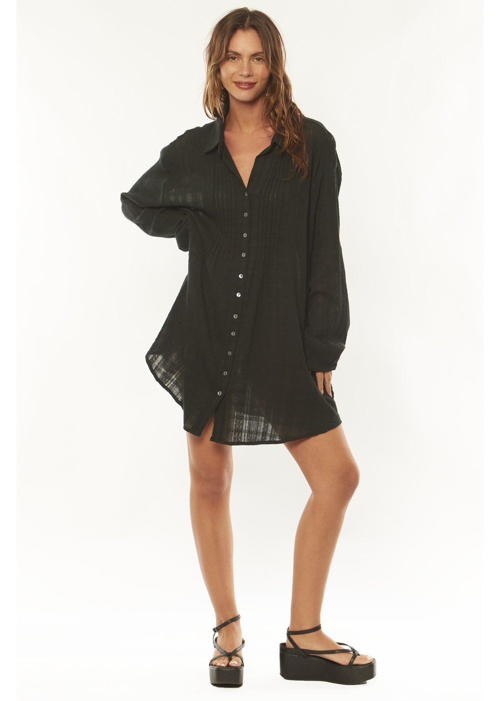 BAILEE LS WOVEN DRESS - WBK - Stoke Outlets