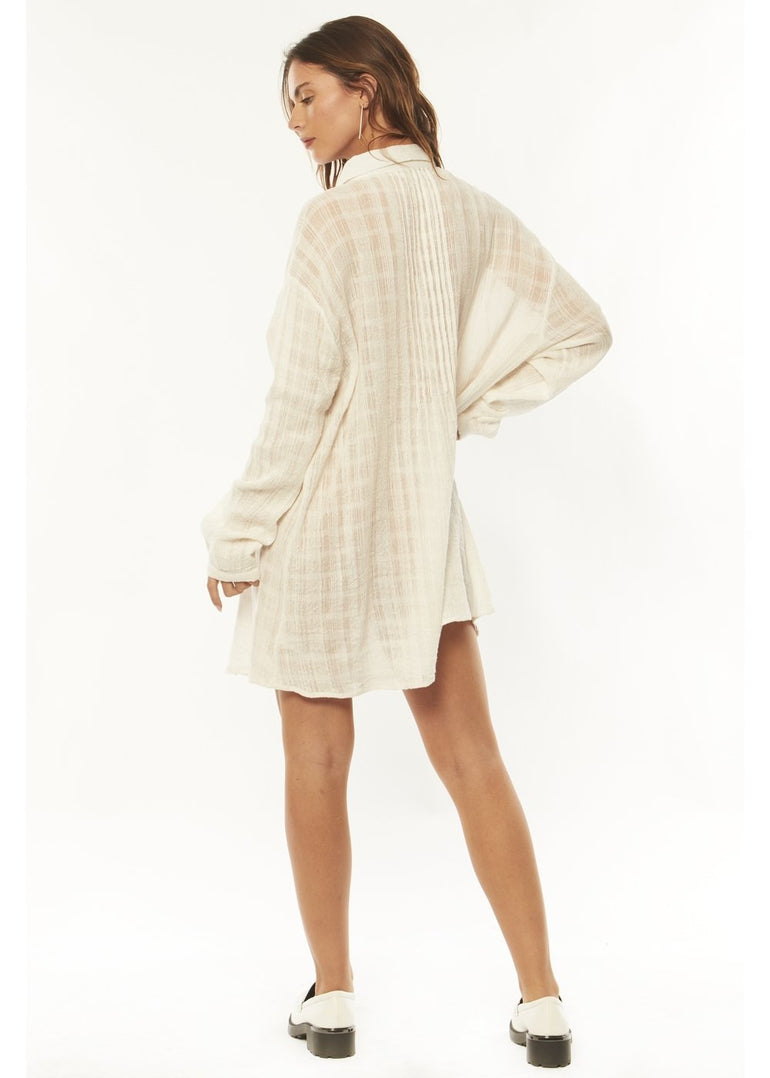 BAILEE LS WOVEN DRESS - WHT - Stoke Outlets