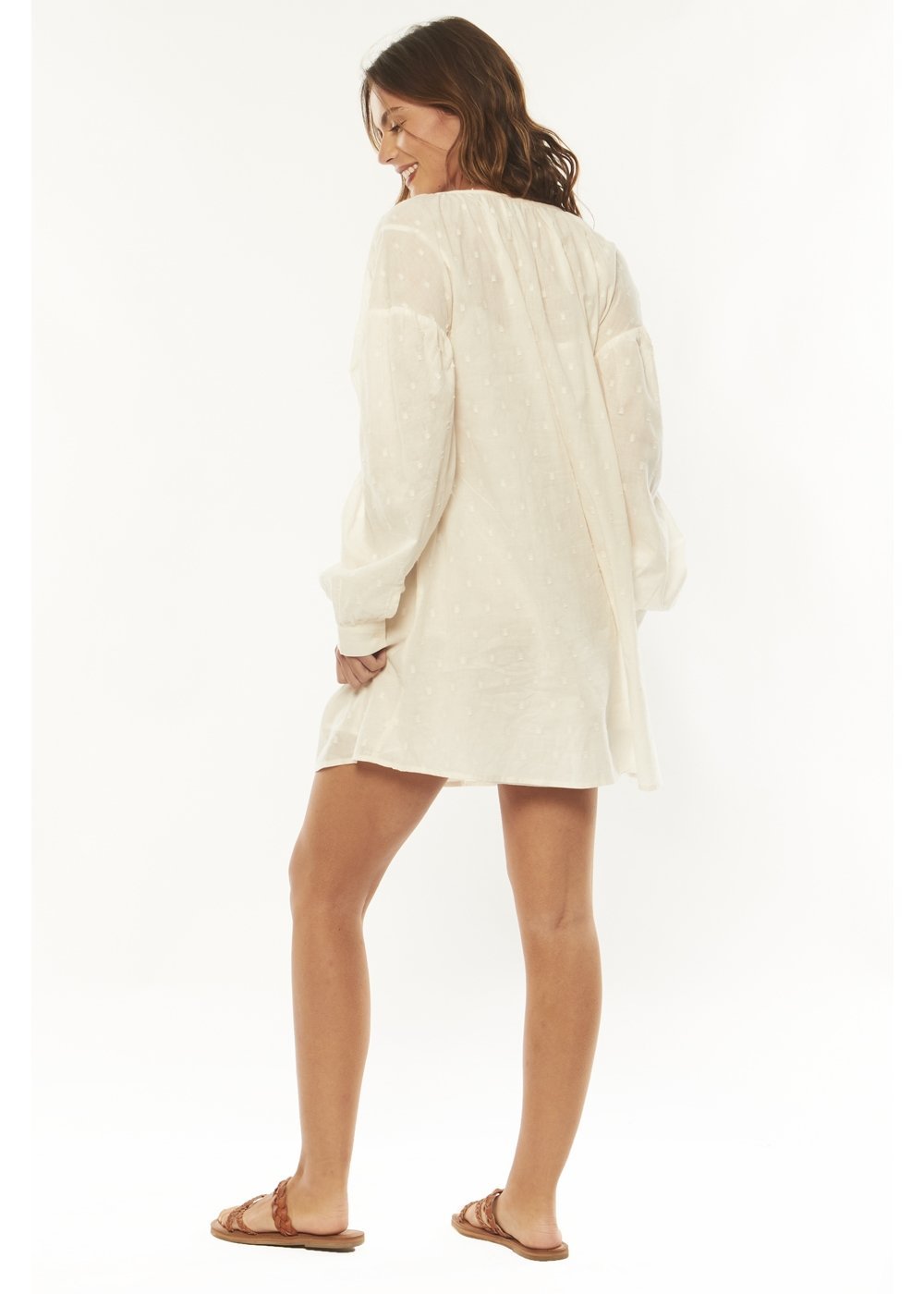 JAX LS WOVEN DRESS - WHT - Stoke Outlets