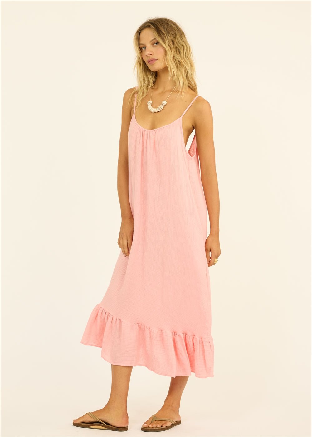 Sisstr Beach Cruiser Woven Midi Dress, Coral Kiss - Stoke Outlets