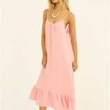 Sisstr Beach Cruiser Woven Midi Dress, Coral Kiss - Stoke Outlets