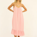 Sisstr Beach Cruiser Woven Midi Dress, Coral Kiss - Stoke Outlets