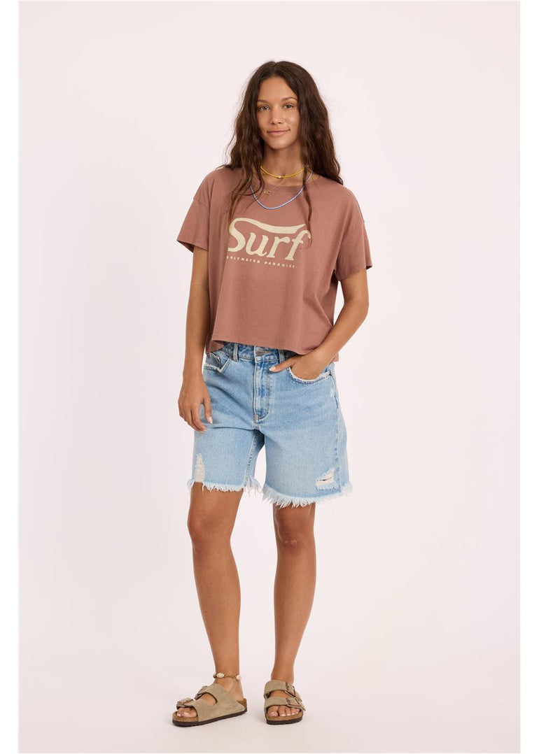 Sisstr DAYBREAK CROP SS KNIT TEE-MUR - Stoke Outlets