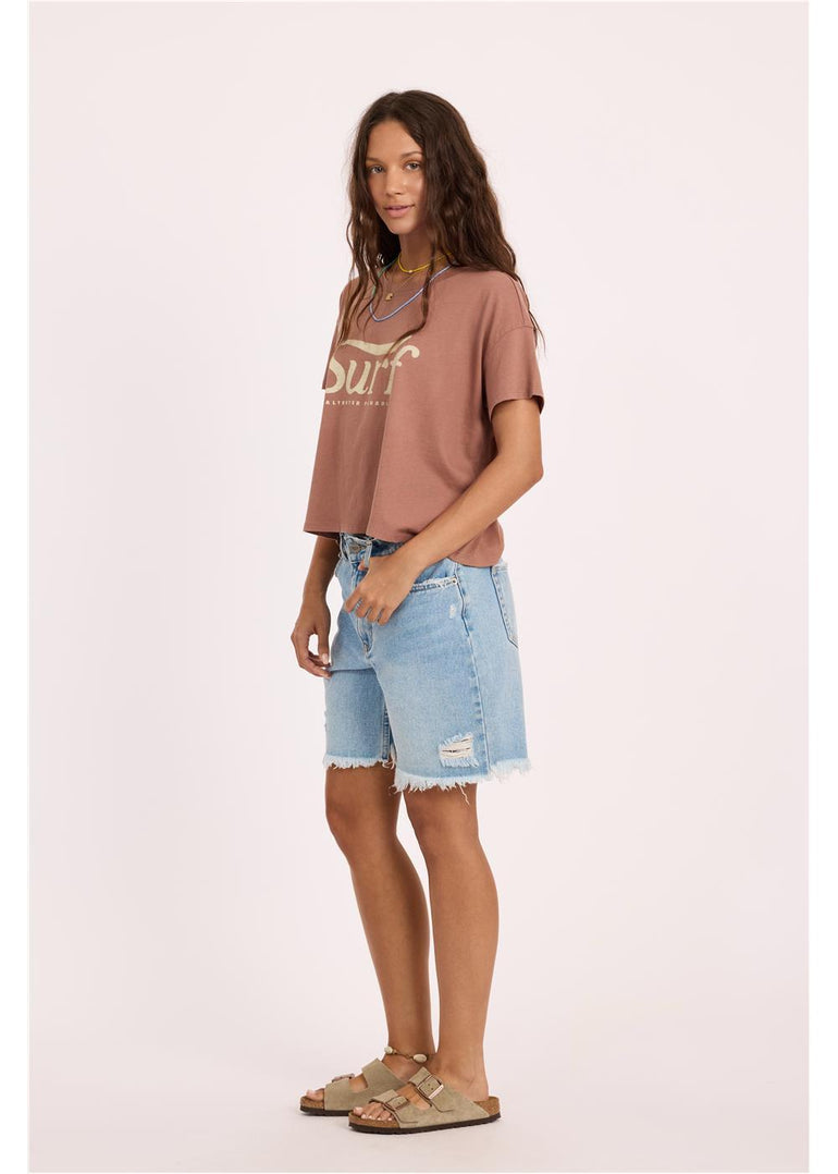 Sisstr DAYBREAK CROP SS KNIT TEE-MUR - Stoke Outlets