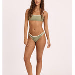 Sisstr Good Times Reversible High Hip Swim Bottom, Seaweed - Stoke Outlets