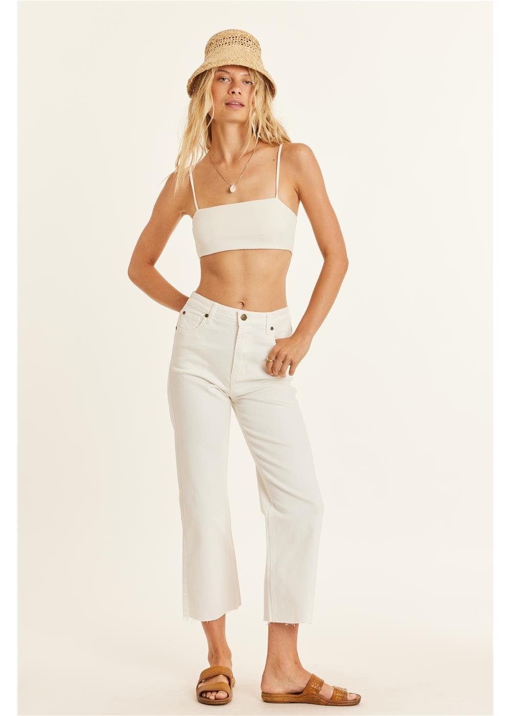 Sisstr Kellyn Denim Woven Pant, Vintage White - Stoke Outlets