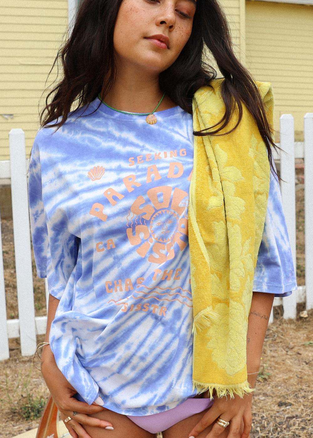 Sisstr Peace Out Short Sleeve Knit Tee, Blissful Blue - Stoke Outlets