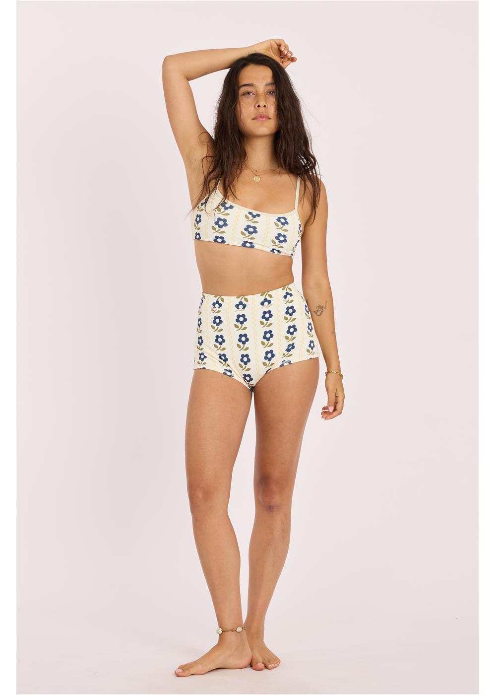 Sisstr Pick Me Up High Waist Surf Short Swim Bottom, Sea Salt - Stoke Outlets