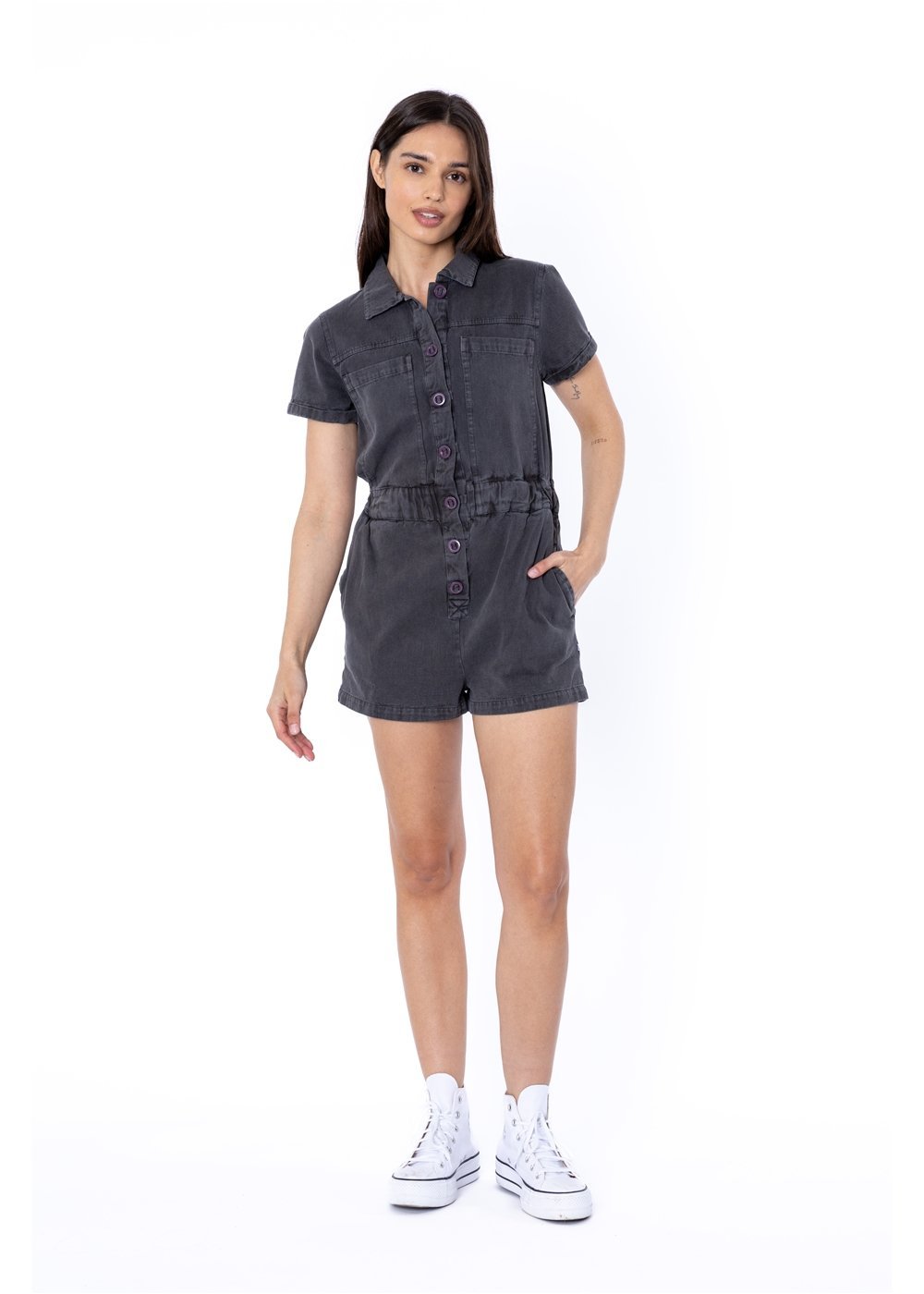 Sisstr Road Short Sleeve Woven Romper - Stoke Outlets
