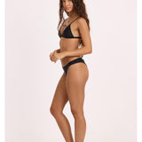 Sisstr Seeker Solid High Hip Swim Bottom, Black - Stoke Outlets
