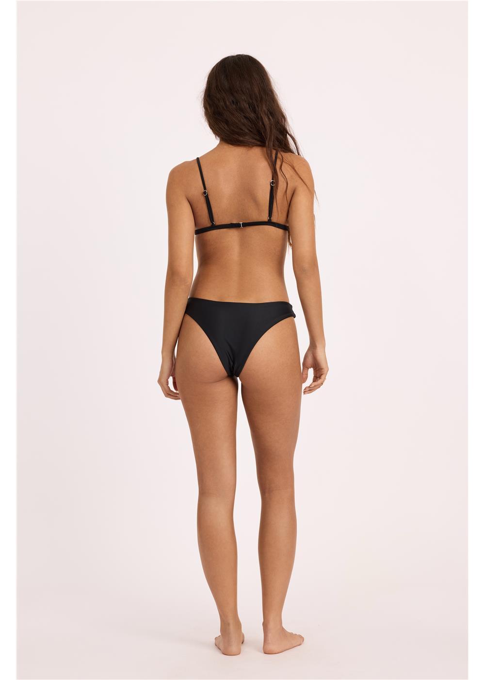 Sisstr Seeker Solid High Hip Swim Bottom, Black - Stoke Outlets