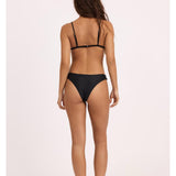 Sisstr Seeker Solid High Hip Swim Bottom, Black - Stoke Outlets