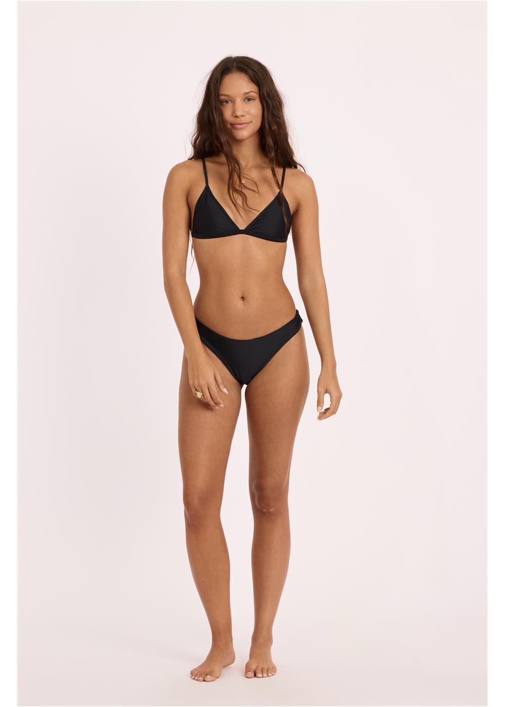 Sisstr Seeker Solid High Hip Swim Bottom, Black - Stoke Outlets