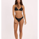 Sisstr Seeker Solid High Hip Swim Bottom, Black - Stoke Outlets