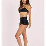 Sisstr Seeker Solid High Waist Surf Short Swim Bottom, Black - Stoke Outlets