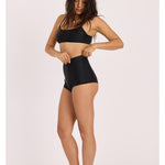 Sisstr Seeker Solid High Waist Surf Short Swim Bottom, Black - Stoke Outlets