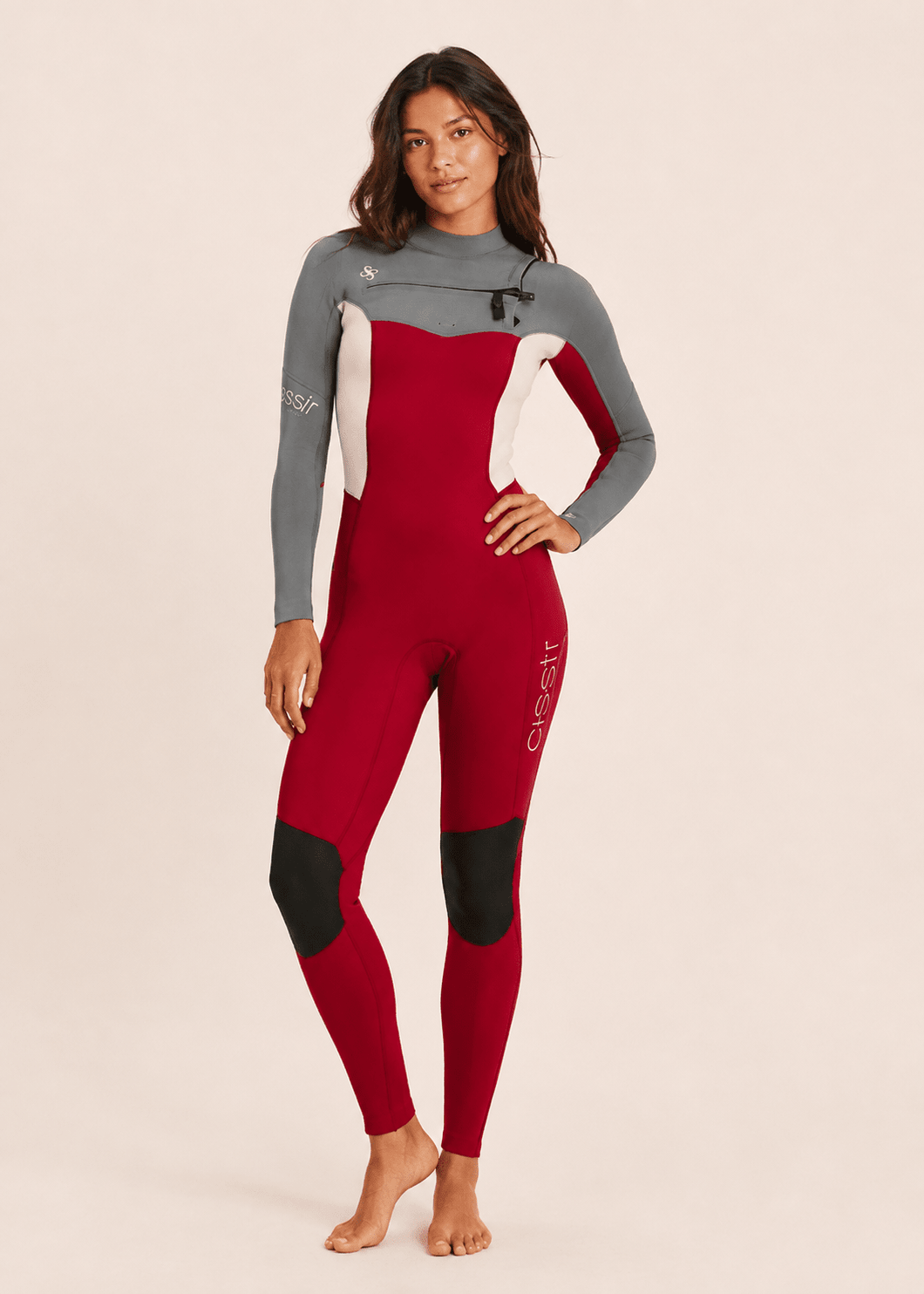 Sisstr Seven Seas 3/2 Chest Zip Full Suit, Red - Stoke Outlets