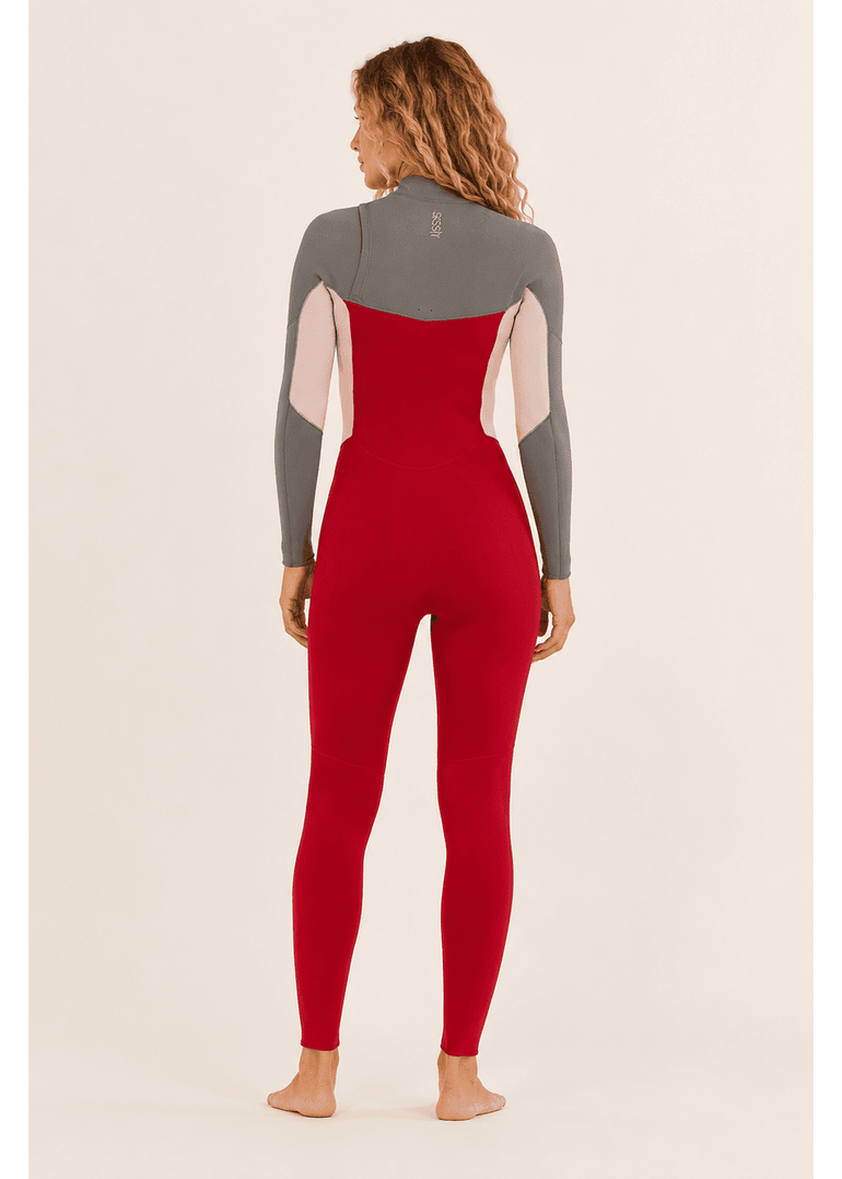 Sisstr Seven Seas 3/2 Chest Zip Full Suit, Red - Stoke Outlets