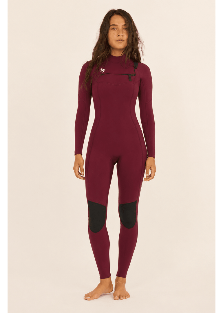 Sisstr Seven Seas 4/3 Chest Zip Full Suit, Wine - Stoke Outlets