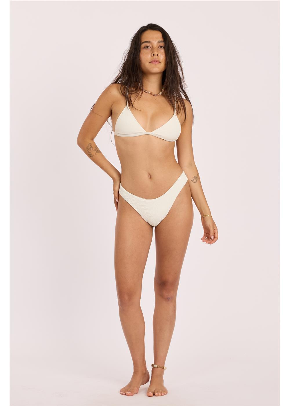 Sisstr Shore Thing High Hip Swim Bottom, Sea Salt - Stoke Outlets