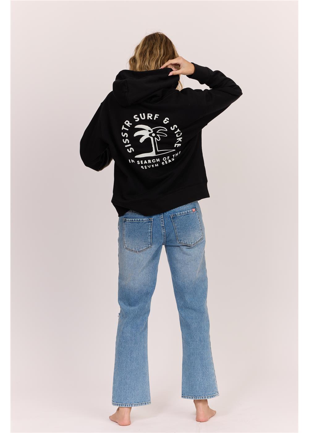 SISSTR SURF LS HOODED FLEECE - BLK - Stoke Outlets