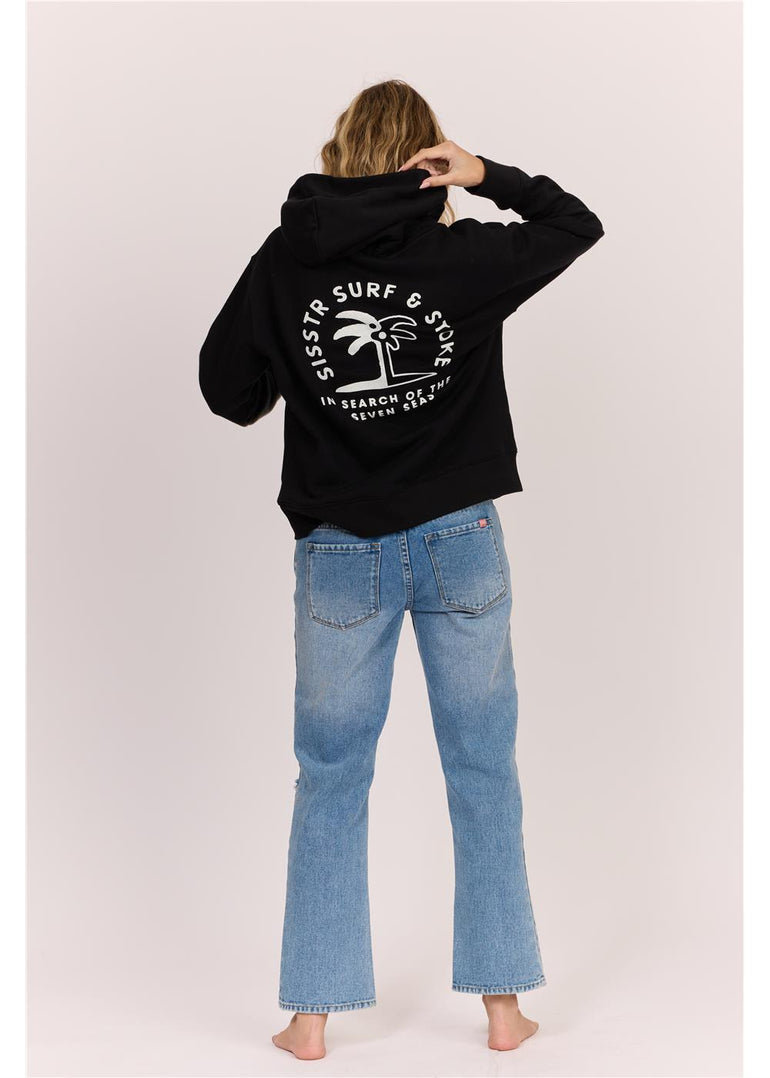 SISSTR SURF LS HOODED FLEECE - BLK - Stoke Outlets