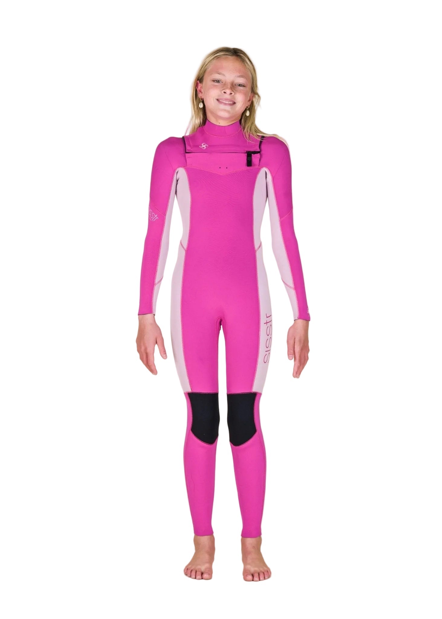 Sisstr Youth Seven Seas 3/2 Chest Zip Full Suit, Magenta - Stoke Outlets