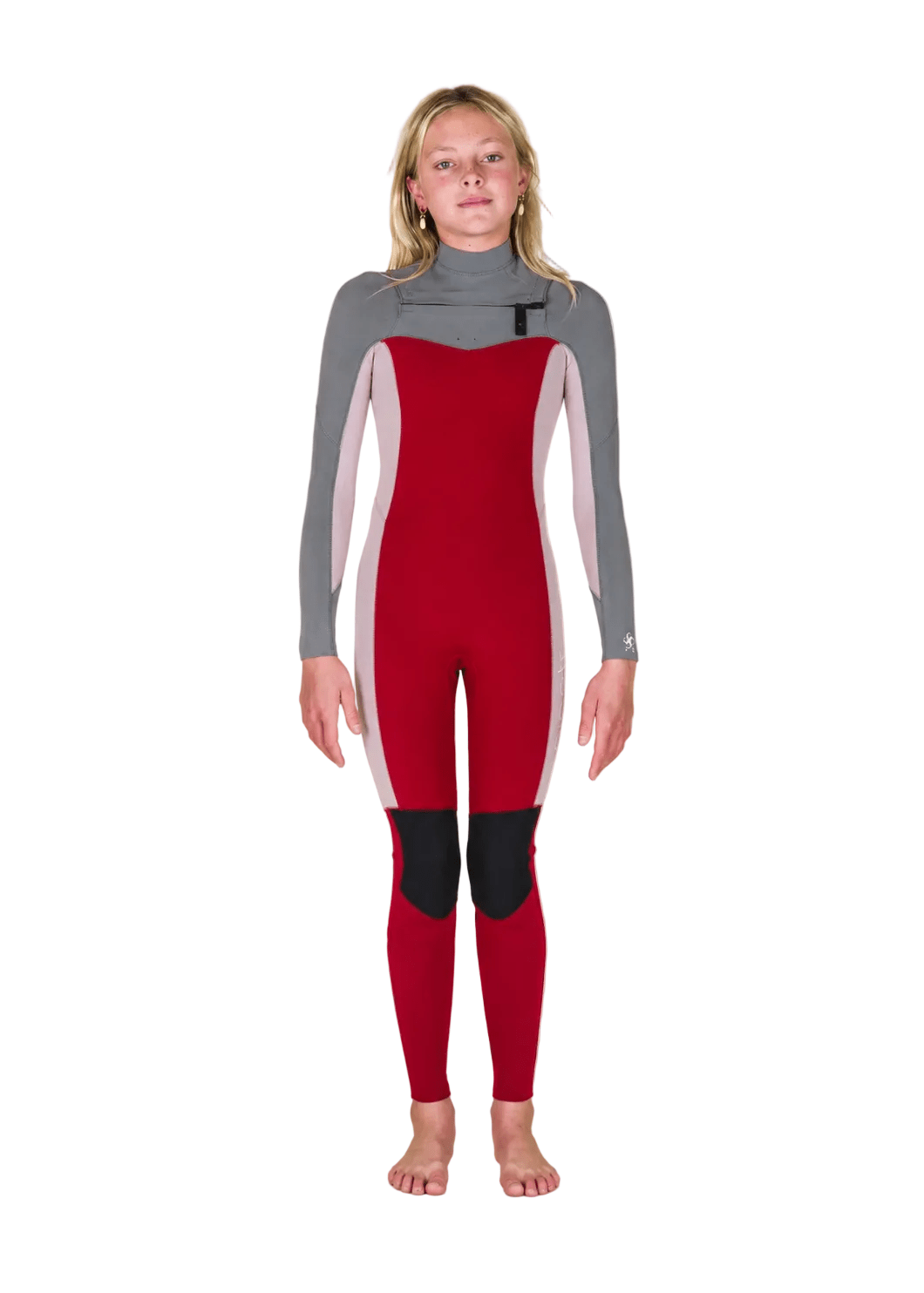 Sisstr Youth Seven Seas 3/2 Chest Zip Full Suit, Red - Stoke Outlets