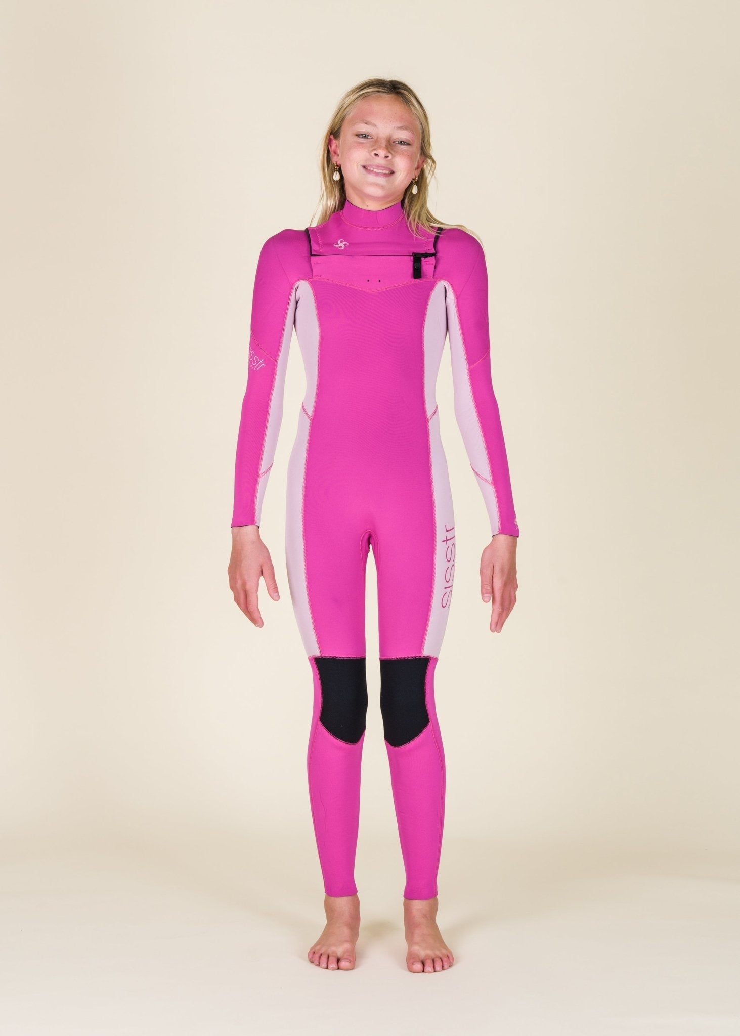 Sisstr Youth Seven Seas 4/3 Chest Zip Full Suit, Magenta - Stoke Outlets