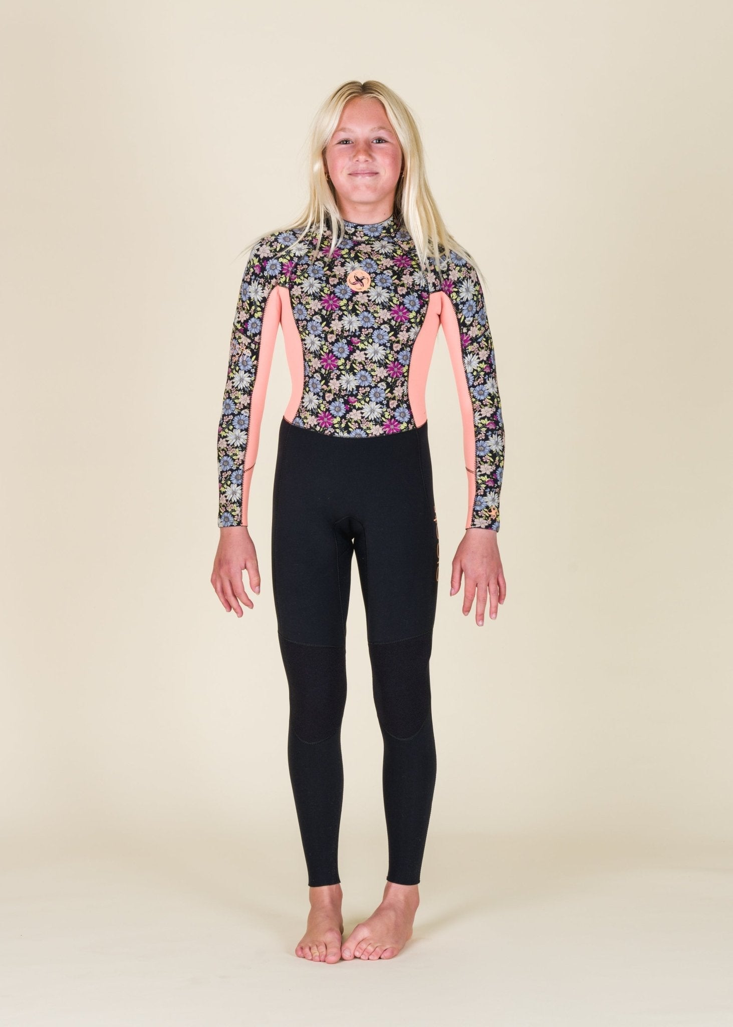 Sisstr Youth Summer Seas 3/2 Print Back Zip Full Suit, Black - Stoke Outlets