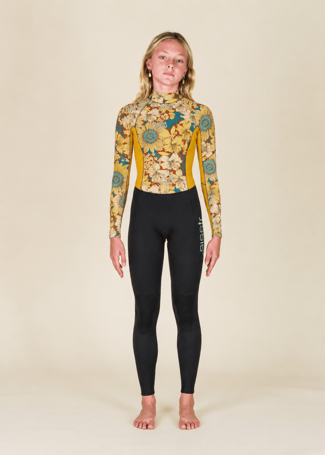 Sisstr Youth Summer Seas 3/2 Print Back Zip Full Suit, Gold - Stoke Outlets