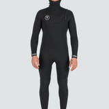 Vissla 7 Seas 5-4-3 Hooded Chest Zip Full Wetsuit, Black With White - Stoke Outlets