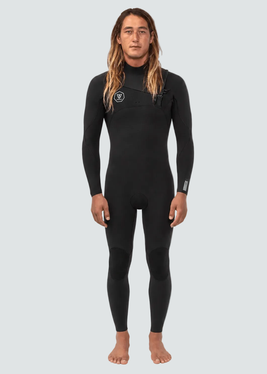 Vissla 7 Seas 5-4 Full Chest Zip Wetsuit, Black With Jade - Stoke Outlets
