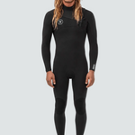 Vissla 7 Seas 5-4 Full Chest Zip Wetsuit, Black With Jade - Stoke Outlets