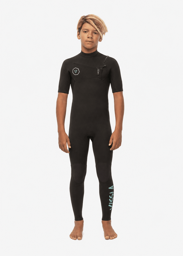 Vissla 7 Seas Boys 2/2 Short Sleeve Spring Suit, Black - Stoke Outlets