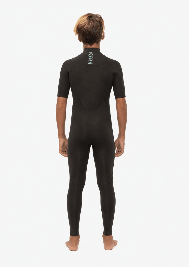 Vissla 7 Seas Boys 2/2 Short Sleeve Spring Suit, Black - Stoke Outlets