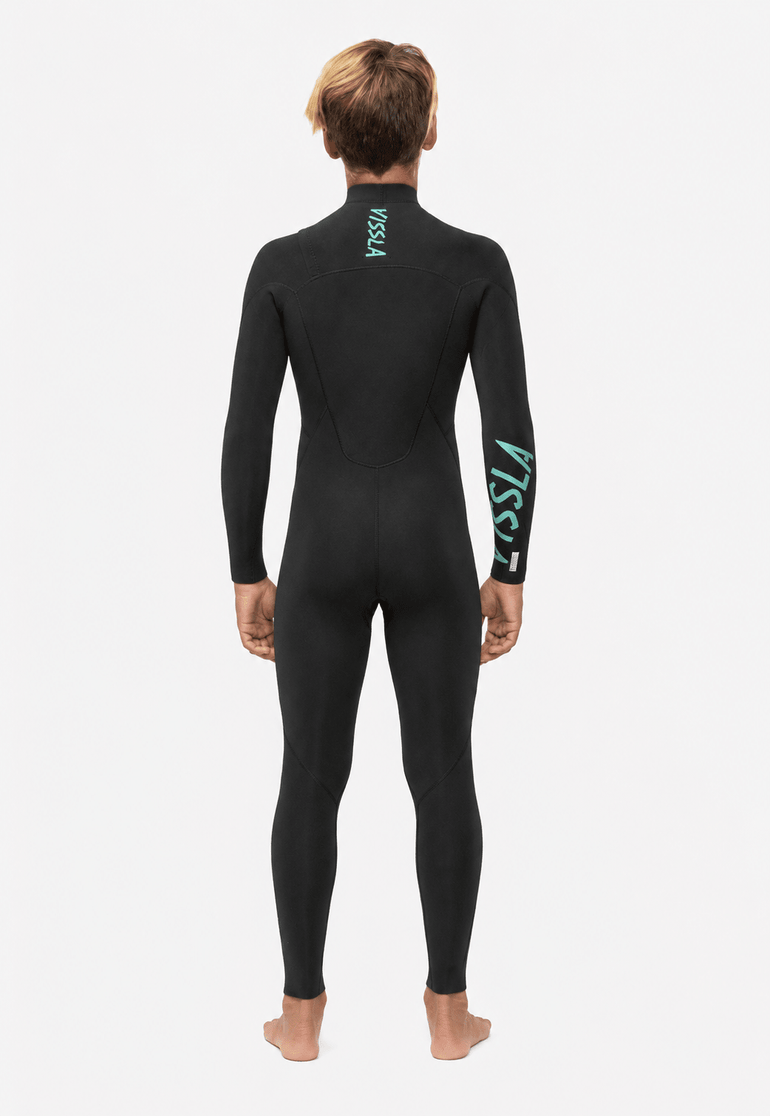Vissla 7 Seas Boys 4/3 Full Suit Chest Zip, Black - Stoke Outlets