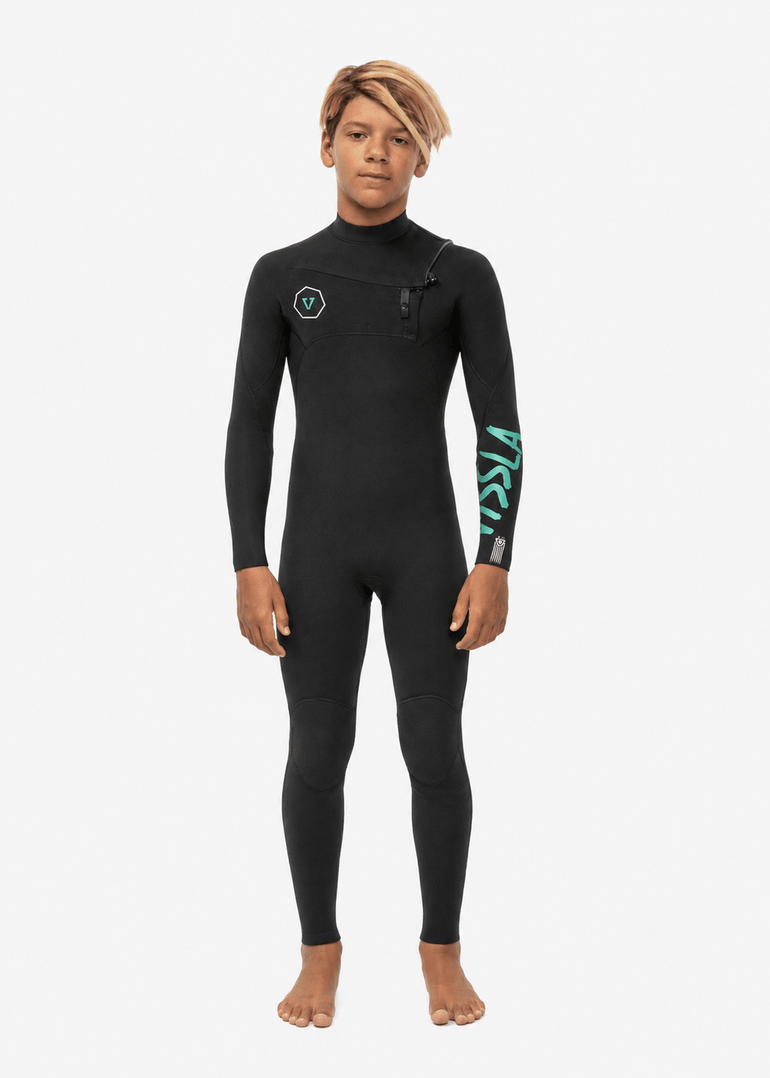 Vissla 7 Seas Boys 4/3 Full Suit Chest Zip, Black - Stoke Outlets