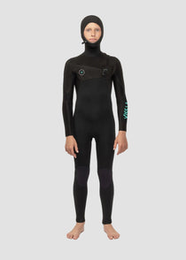 Vissla 7 Seas Boys 5/4/3 Hooded Full Suit Chest Zip, Phantom - Stoke Outlets