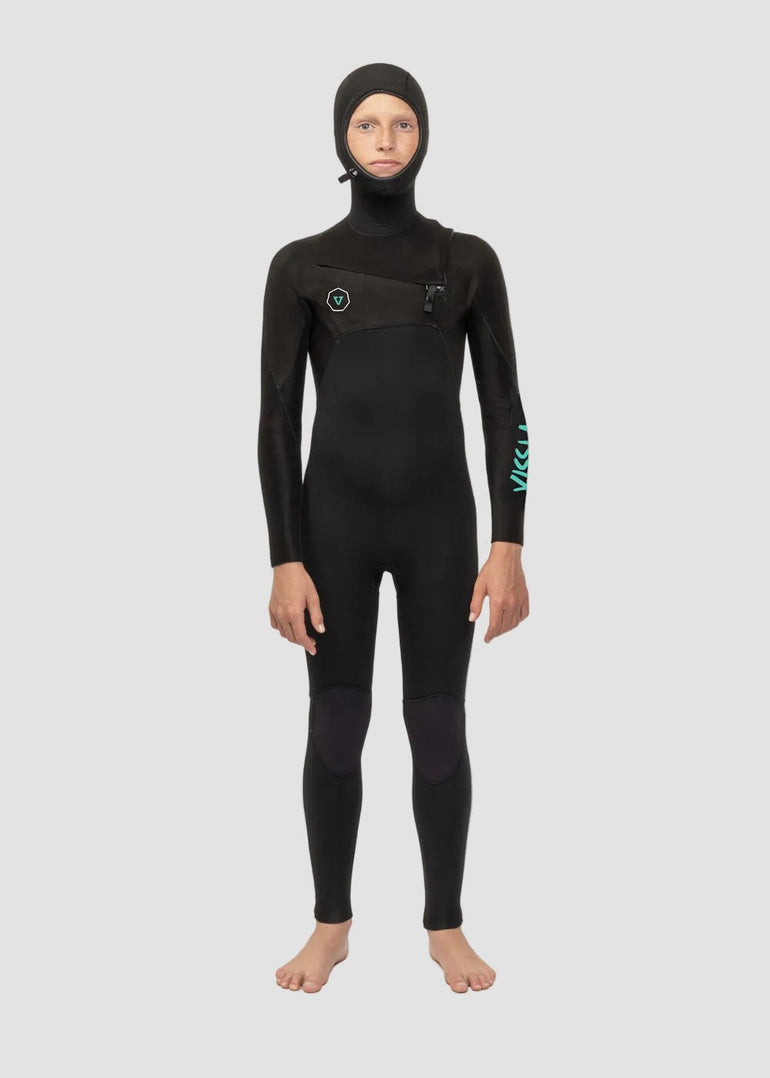 Vissla 7 Seas Boys 5/4/3 Hooded Full Suit Chest Zip, Phantom - Stoke Outlets