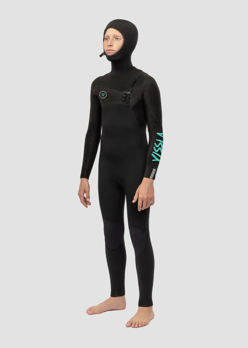 Vissla 7 Seas Boys 5/4/3 Hooded Full Suit Chest Zip, Phantom - Stoke Outlets