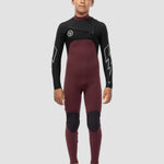 Vissla 7 Seas Boys Bolt 3/2 Full Suit Chest Zip, Wine - Stoke Outlets