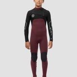 Vissla 7 Seas Boys Bolt 3/2 Full Suit Chest Zip, Wine - Stoke Outlets