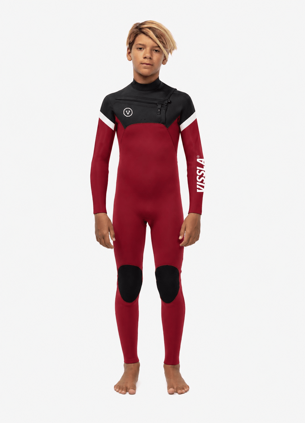Vissla 7 Seas Boys Raditude 3/2 Full Suit Chest Zip, Rusty Red - Stoke Outlets
