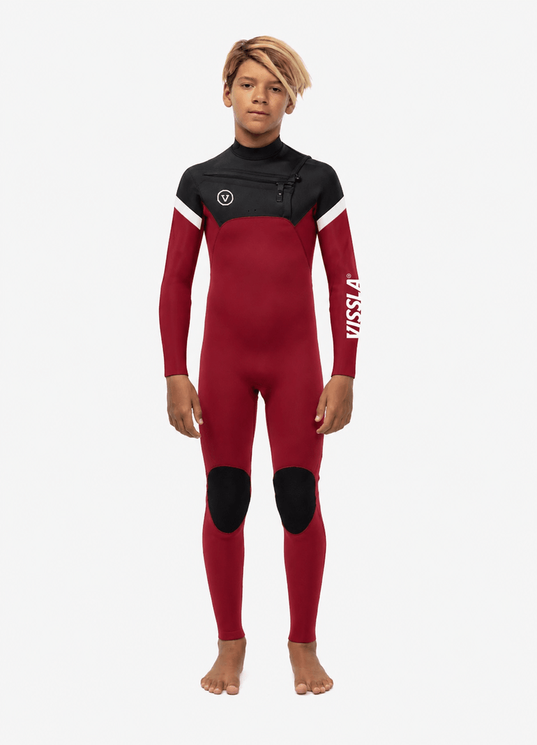 Vissla 7 Seas Boys Raditude 3/2 Full Suit Chest Zip, Rusty Red - Stoke Outlets