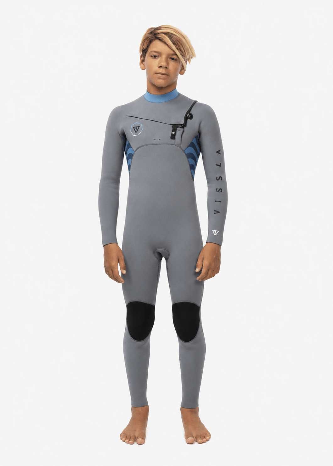 Vissla 7 Seas Boys Shredder 3/2 Full Suit Chest Zip, Grey - Stoke Outlets
