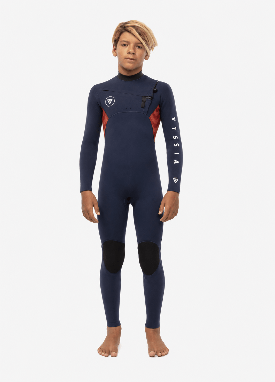 Vissla 7 Seas Boys Shredder 3/2 Full Suit Chest Zip, Navy - Stoke Outlets