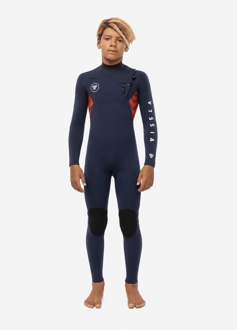Vissla 7 Seas Boys Shredder 3/2 Full Suit Chest Zip, Navy - Stoke Outlets