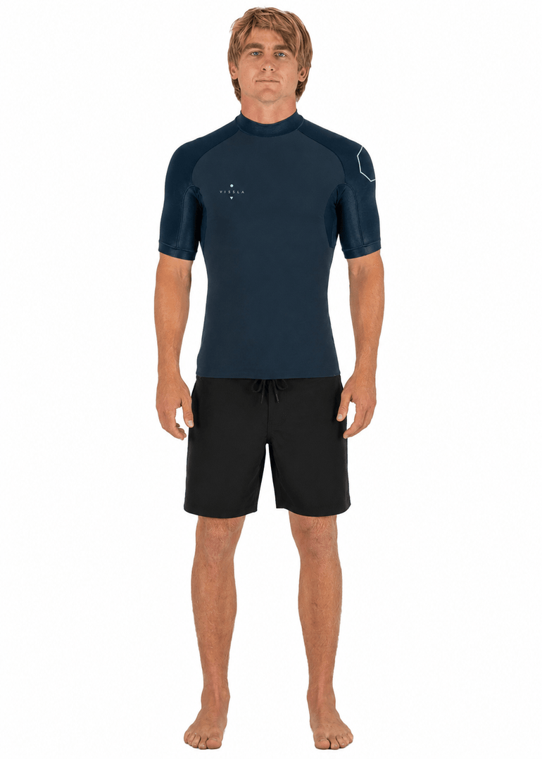 Vissla High Seas 1mm Short Sleeve Wetsuit Jacket, Deep Water - Stoke Outlets